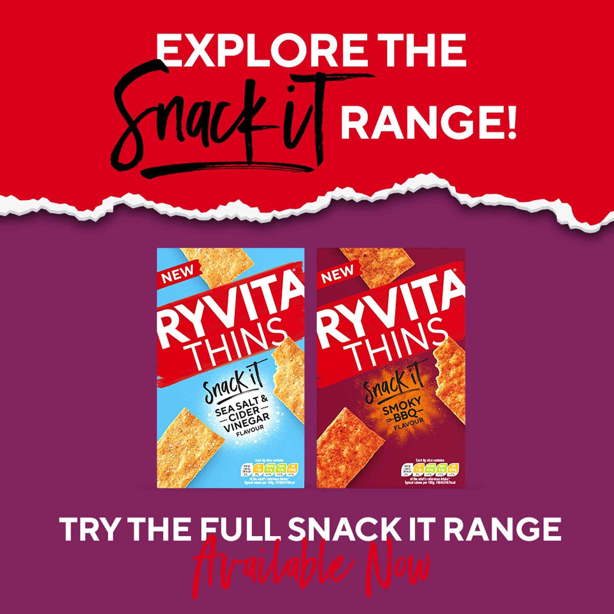 RYVITA Thins Snack It Sour Cream & Chive Flavour Flatbread Snacks 125g pack shot