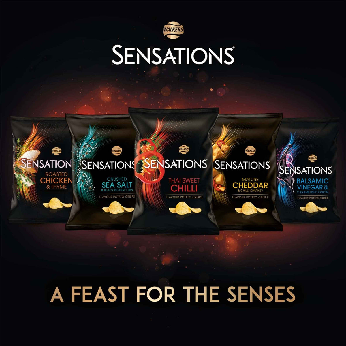 SENSATIONS Mature Cheddar & Chilli Chutney Flavour Potato Crisps 150g 150g pack shot