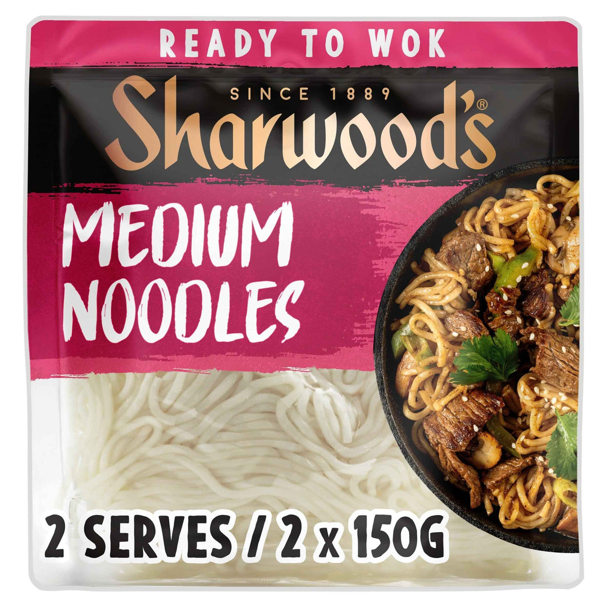 SHARWOODS Ready To Wok Medium Noodles 300g