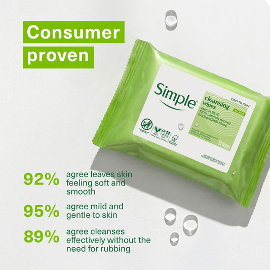 Simple Cleansing Biodegradable Wipes 33 Pack — image 2