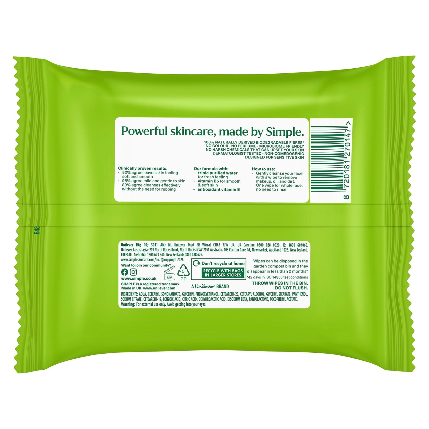 Simple Cleansing Biodegradable Wipes 33 Pack — image 5