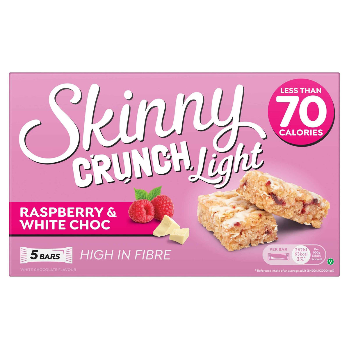 SKINNY Crunch Light Bars - Raspberry & White Choc 5 X 19g