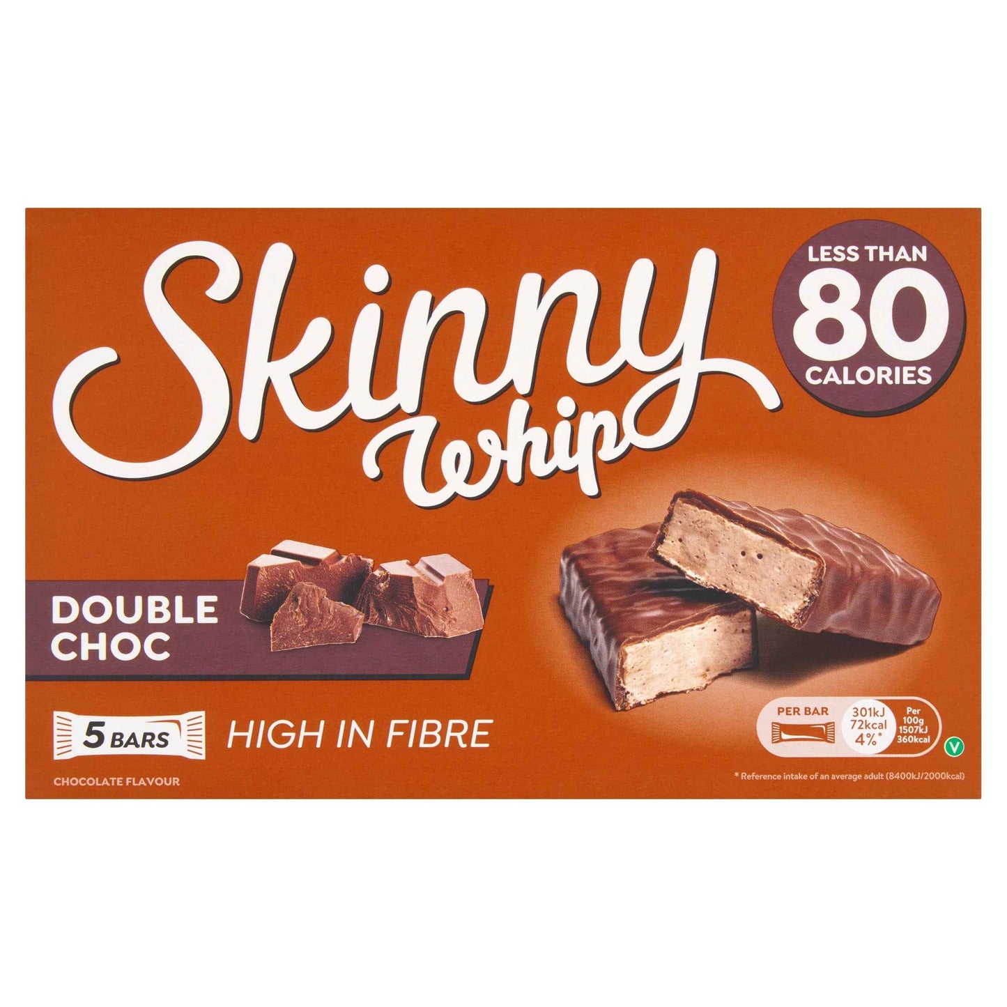 SKINNY Whip Double Chocolate Nougat Bars 5 X 20g