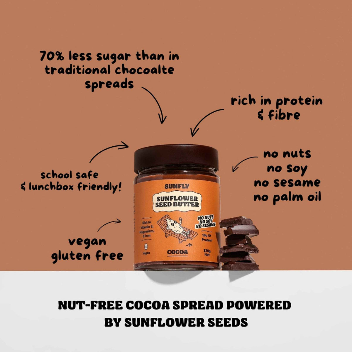 SUNFLY Sunflower Seed Butter Cocoa 330g pack shot