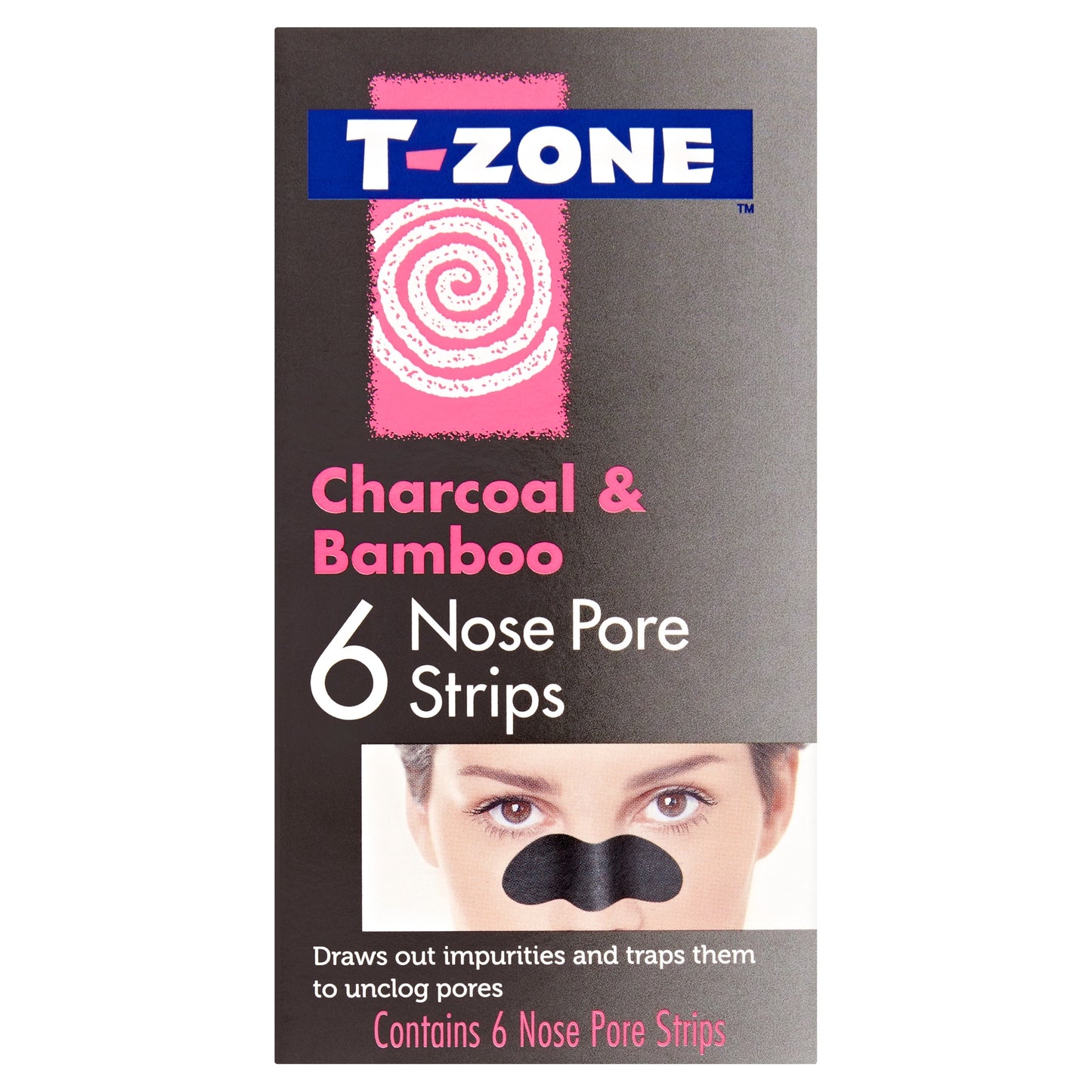 T-Zone Charcoal & Bamboo Nose Pore Strips 6S — image 1