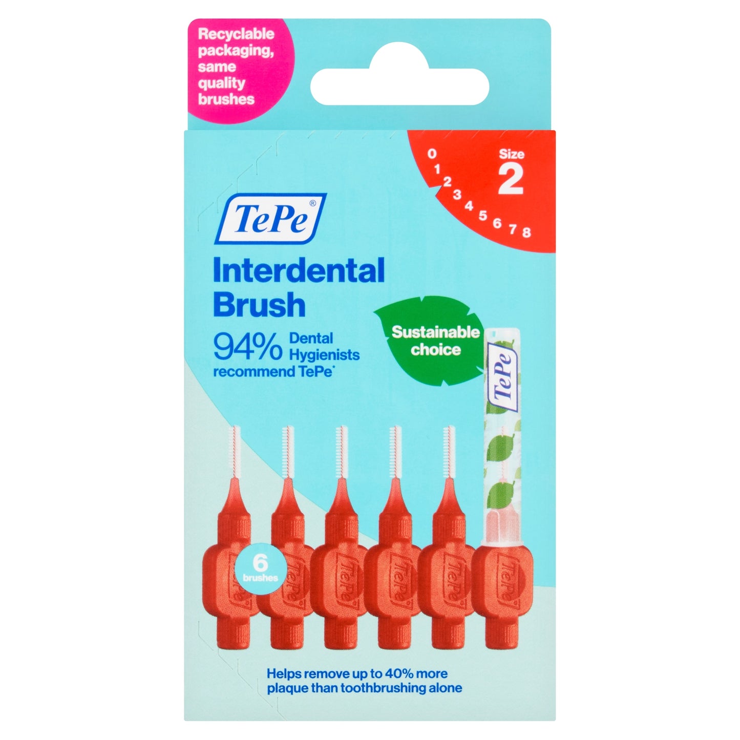 TePe Interdental Brush Size 2 0.5mm 6 Pack — image 1