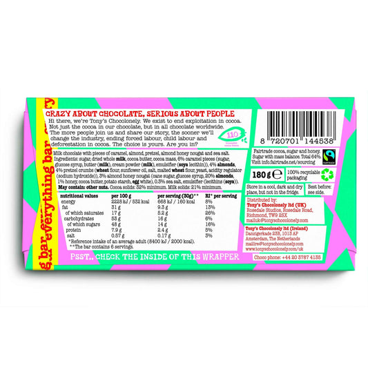 TONY'S Chocolonely Everything Bar 180g 180g pack shot
