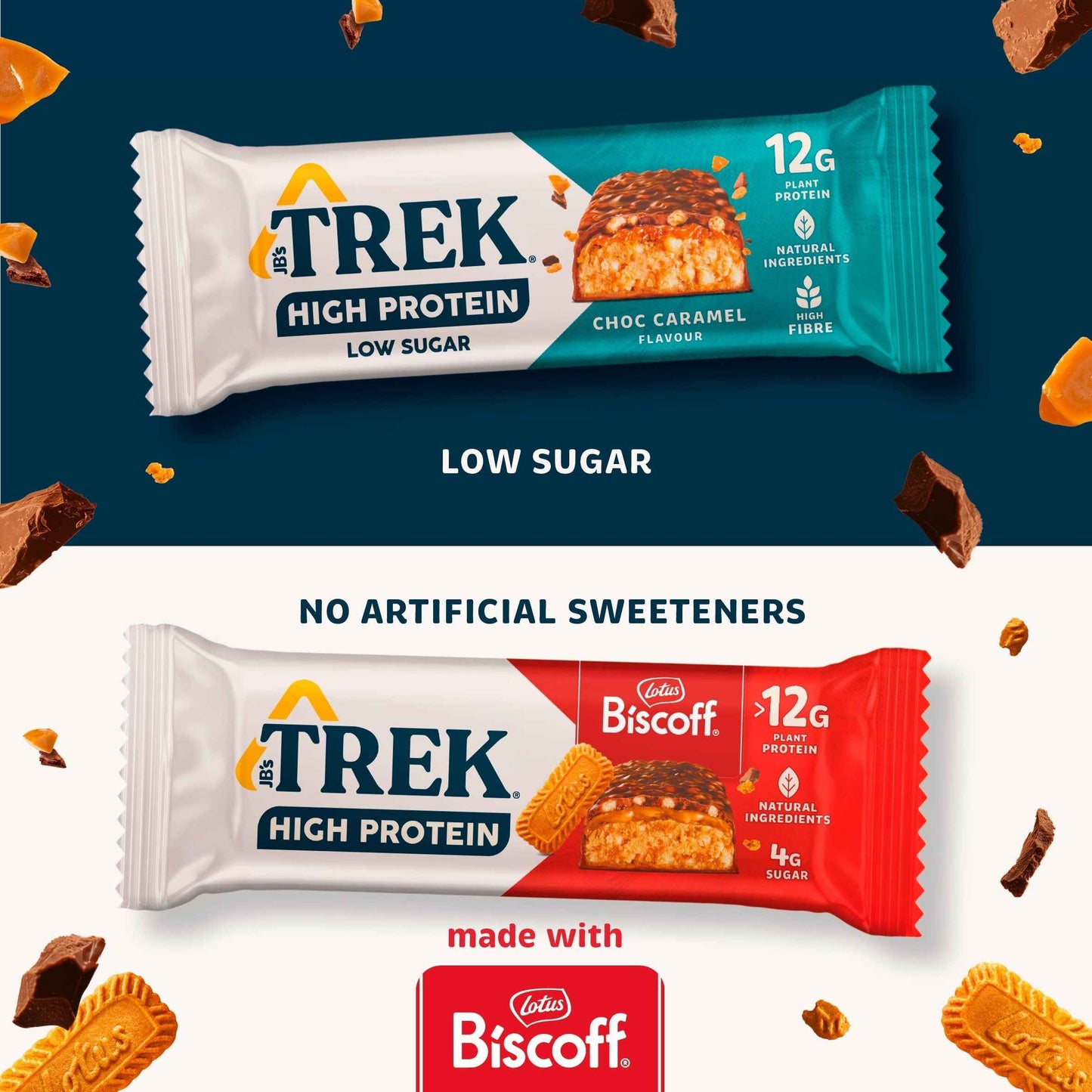 TREK High Protein Lotus Biscoff 3x44g pack shot