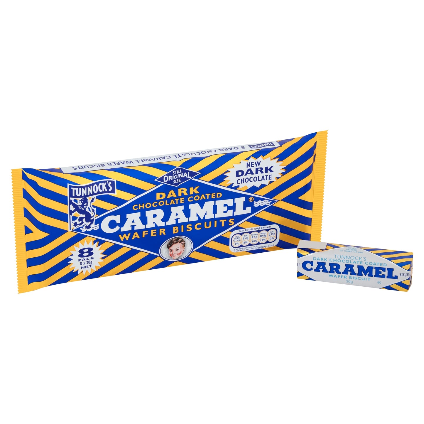 Tunnocks Dark Chocolate Coated Caramel Wafer Biscuits Multipack, 8 Pack 248g — image 2