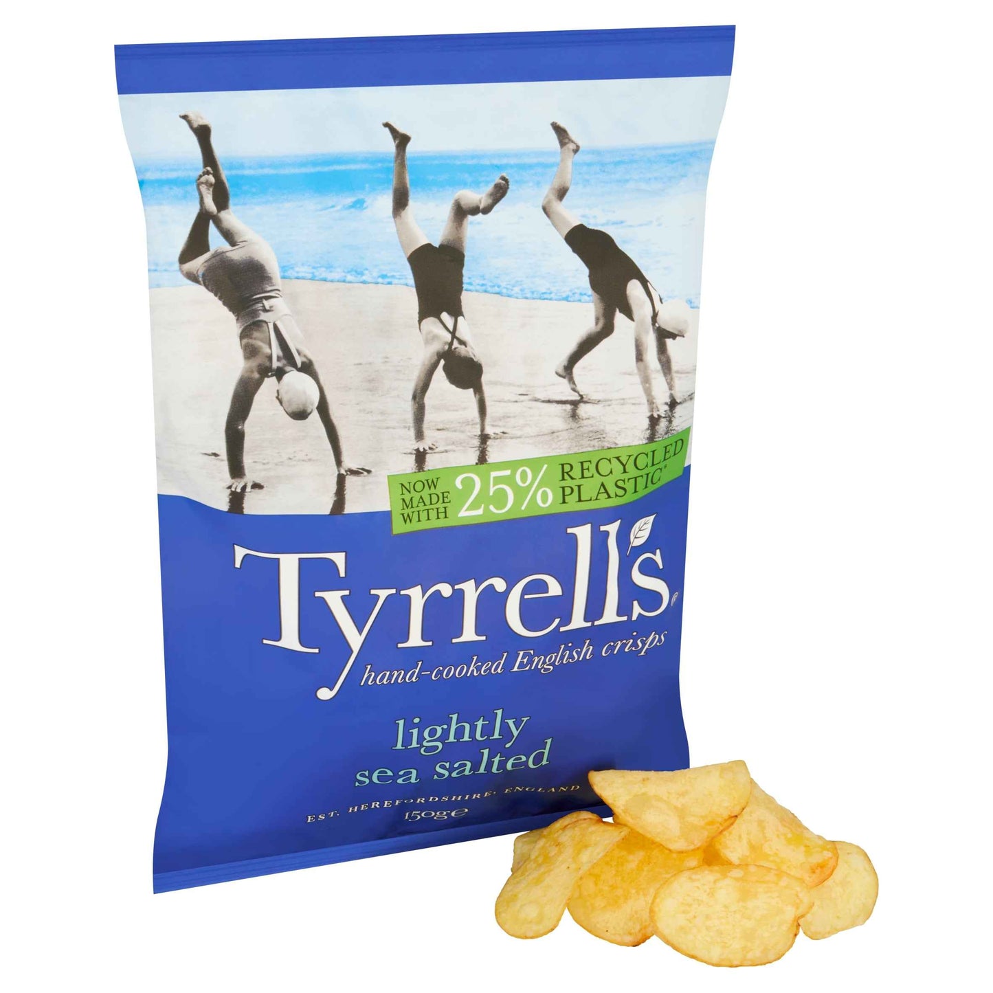 TYRRELLS Lightly Sea Salted Sharing Crisps 150g 150g pack shot
