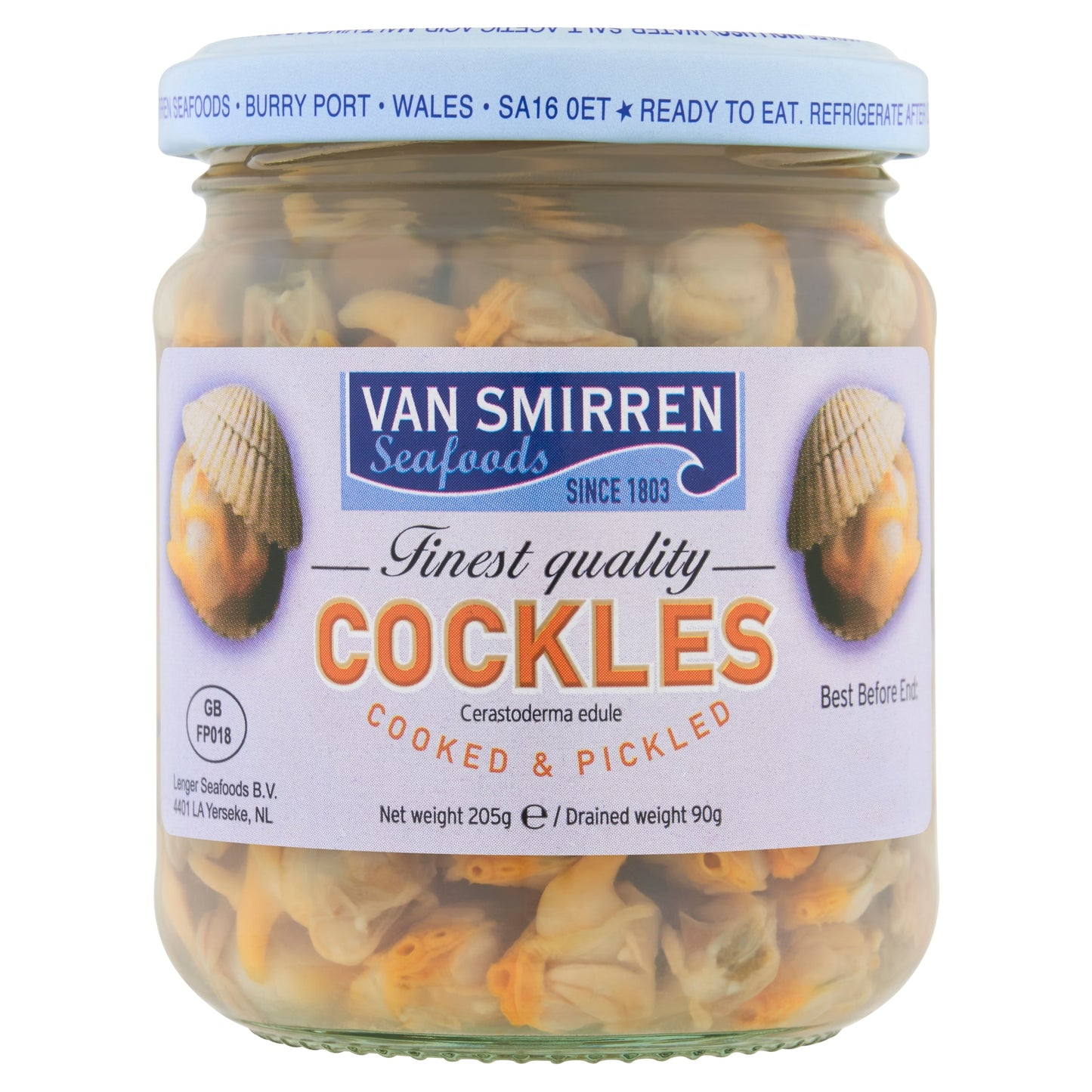 Van Smirren Seafoods Cooked & Pickled Cockles 205g — image 1