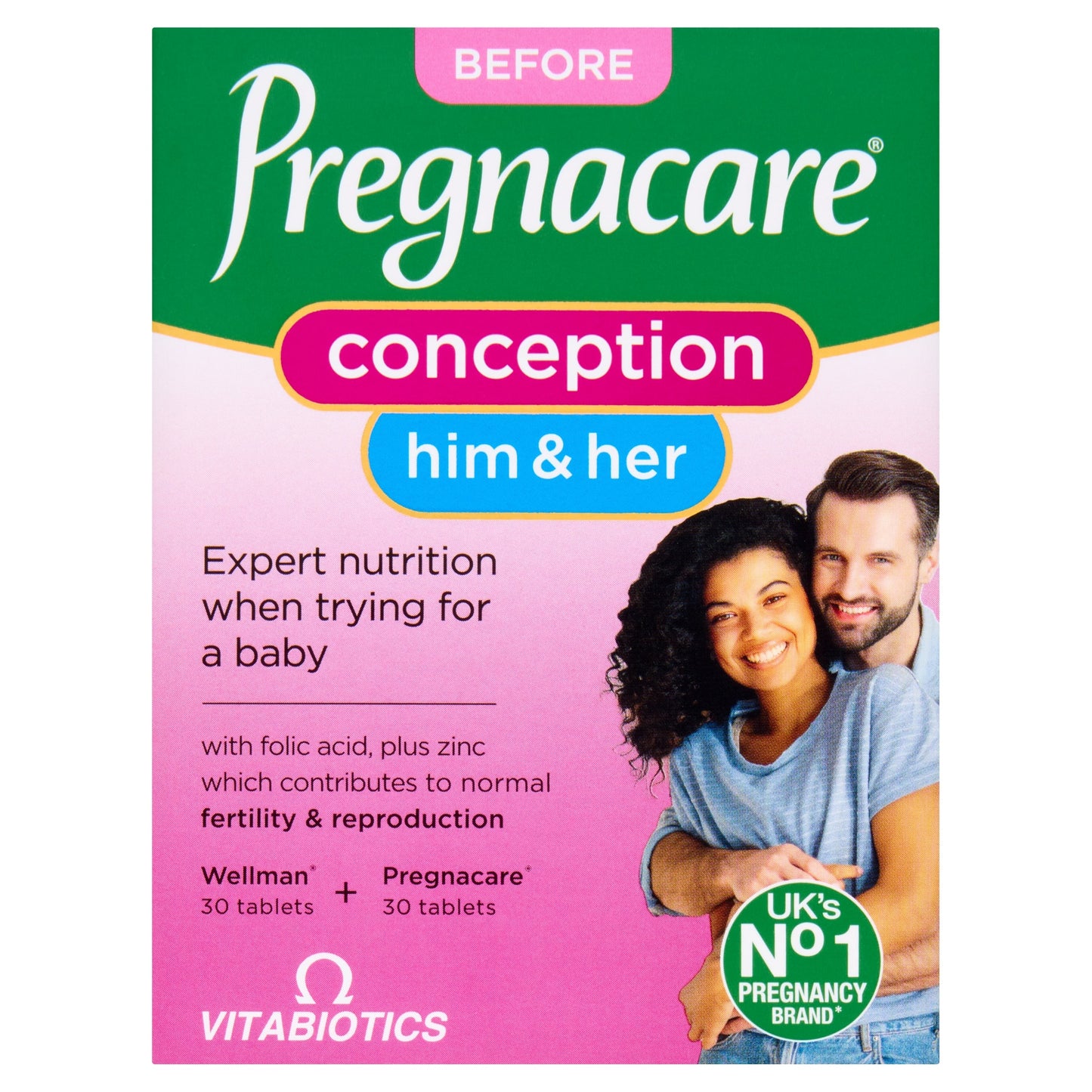 Vitabiotics Pregnacare Him & Her Conception Vitamin & Mineral Tablets Dual Pack 60s — image 1
