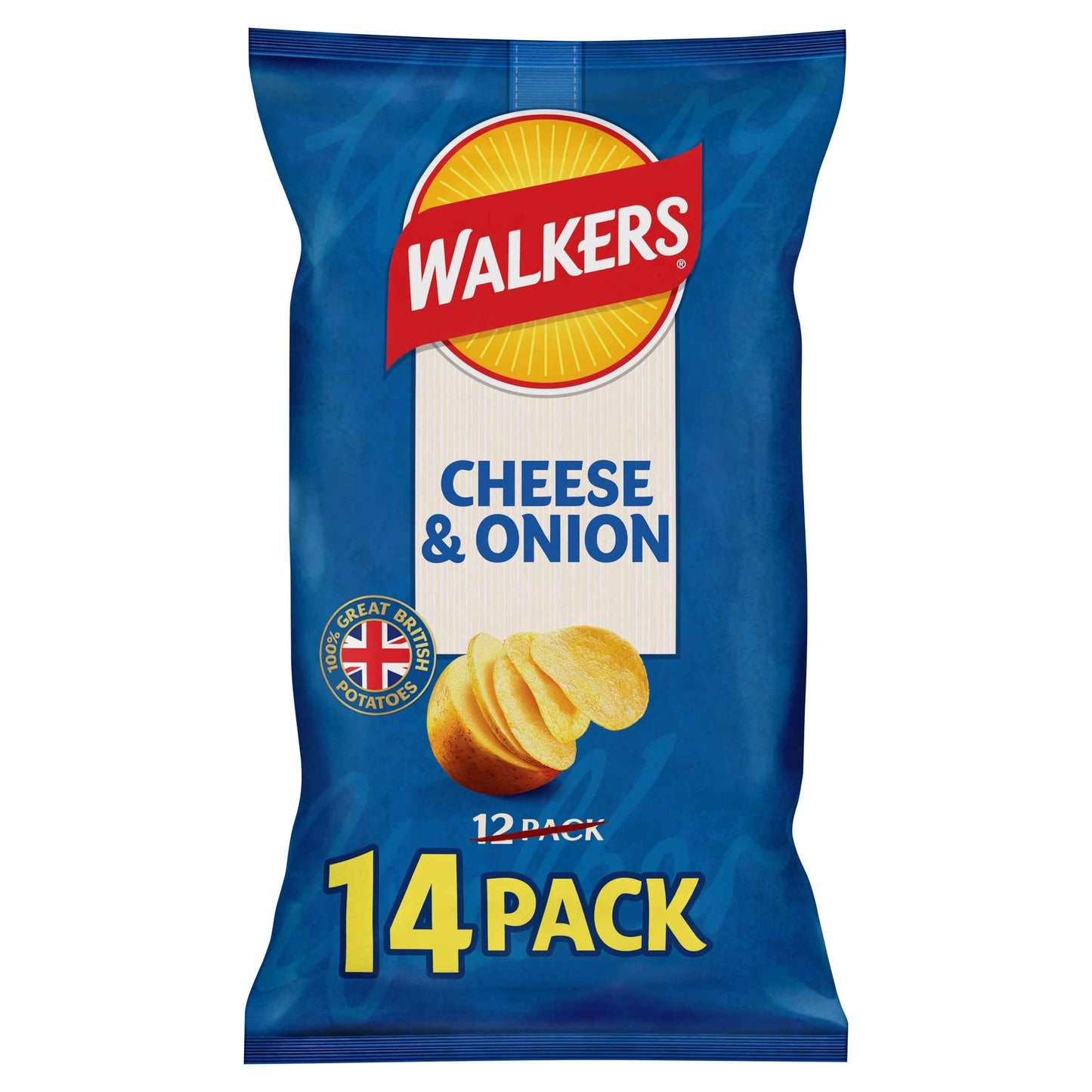 WALKERS Cheese & Onion Multipack Crisps 14x25g 14x25g pack shot