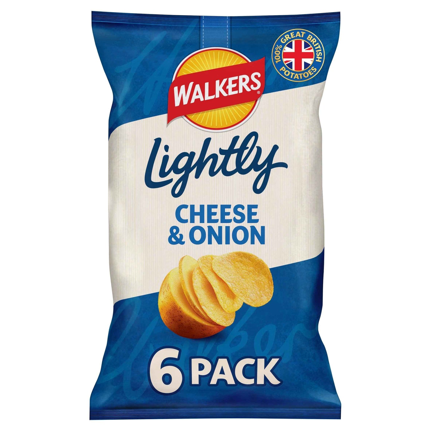 WALKERS Lightly Cheese & Onion 6x25g 6x25g pack shot