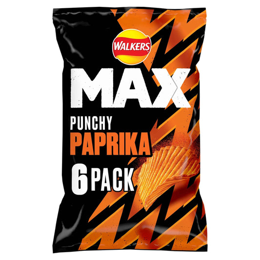 WALKERS MAX Punchy Paprika Crisps 6 X 27g 6x27g gallery