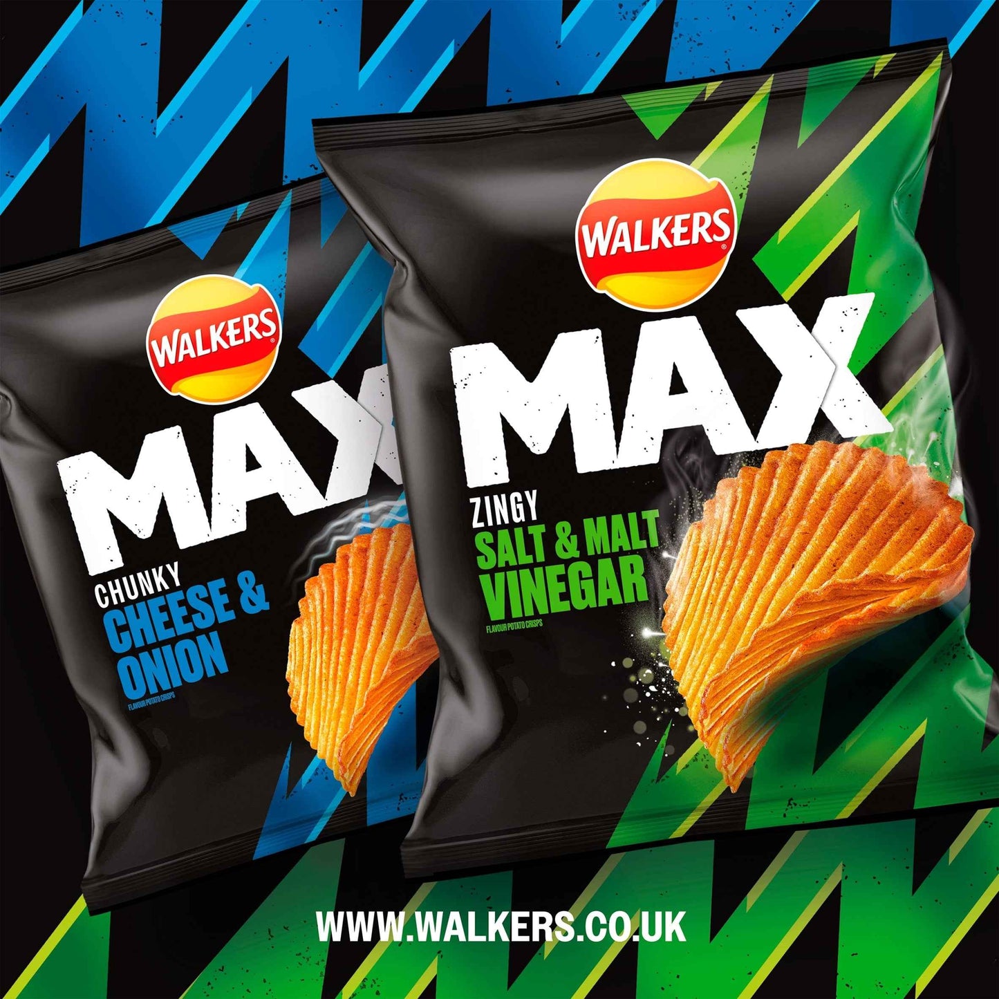 WALKERS MAX Salt & Malt Vinegar Crisps 60g