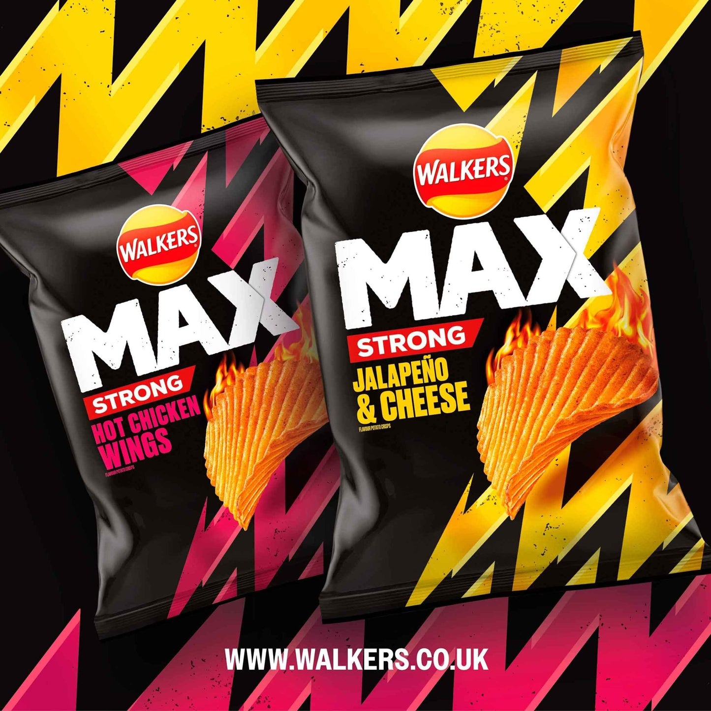 WALKERS MAX Strong Jalapeño & Cheese Sharing Bag Crisps 140g pack shot