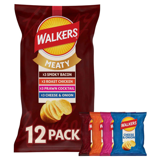 WALKERS Meaty Variety Multipack Crisps 12x25g 12x25g pack shot