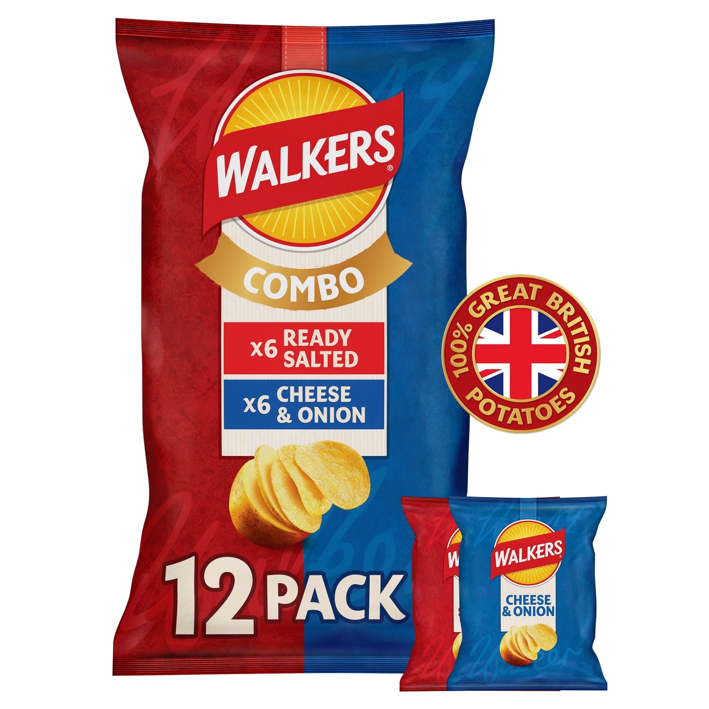 Walkers Ready Salted & Cheese & Onion Multipack Crisps 12x25g — image 1