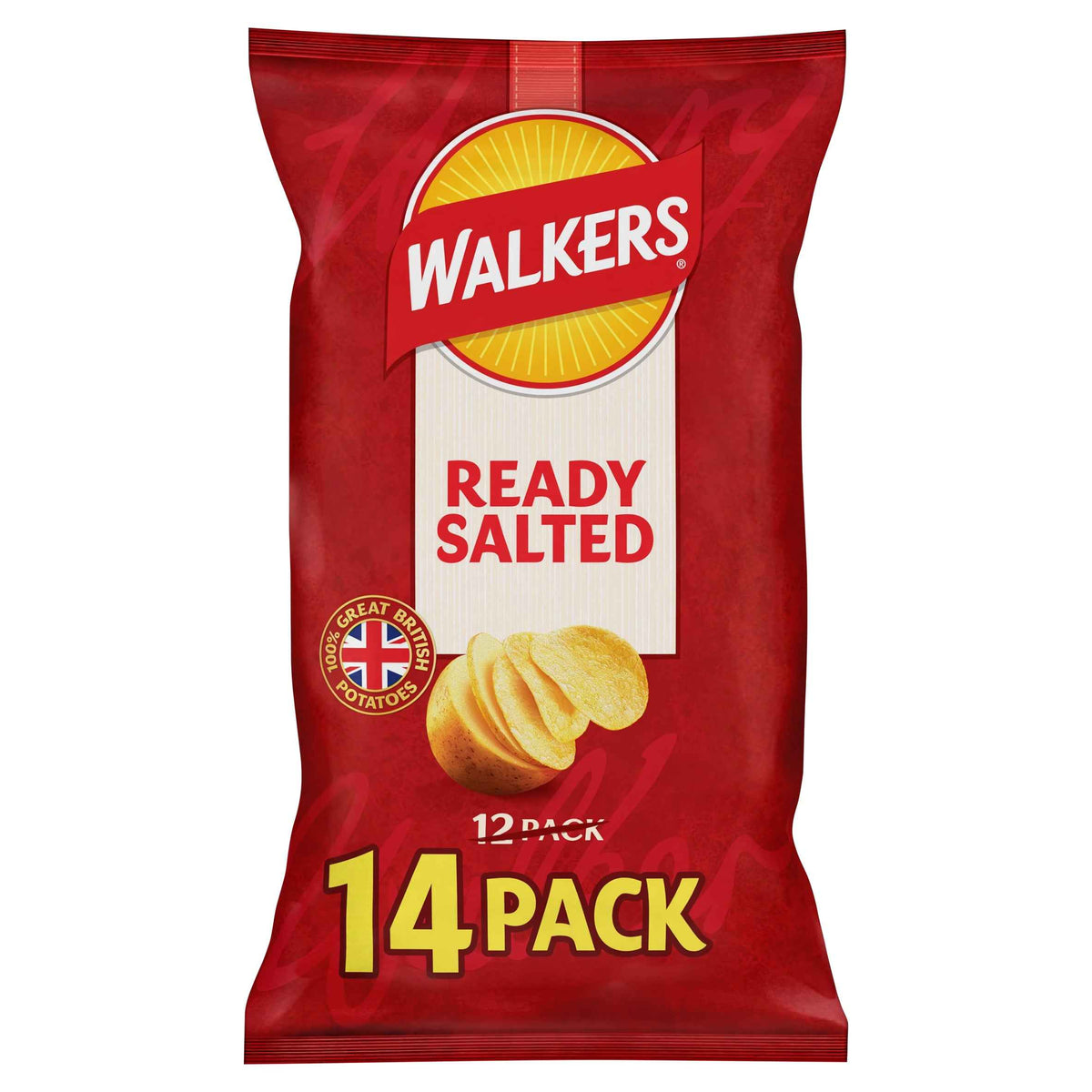 WALKERS Ready Salted Multipack Crisps 14x25g 14x25g pack shot