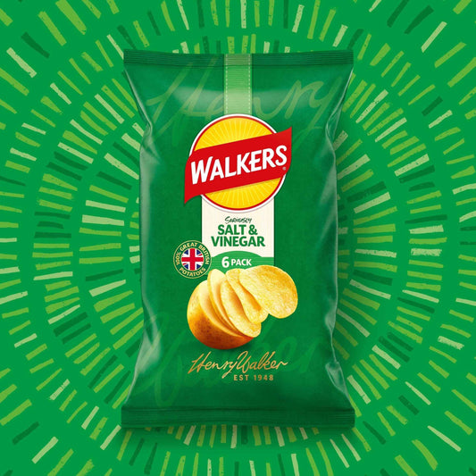 WALKERS Salt & Vinegar Multipack Crisps 6 X 25g