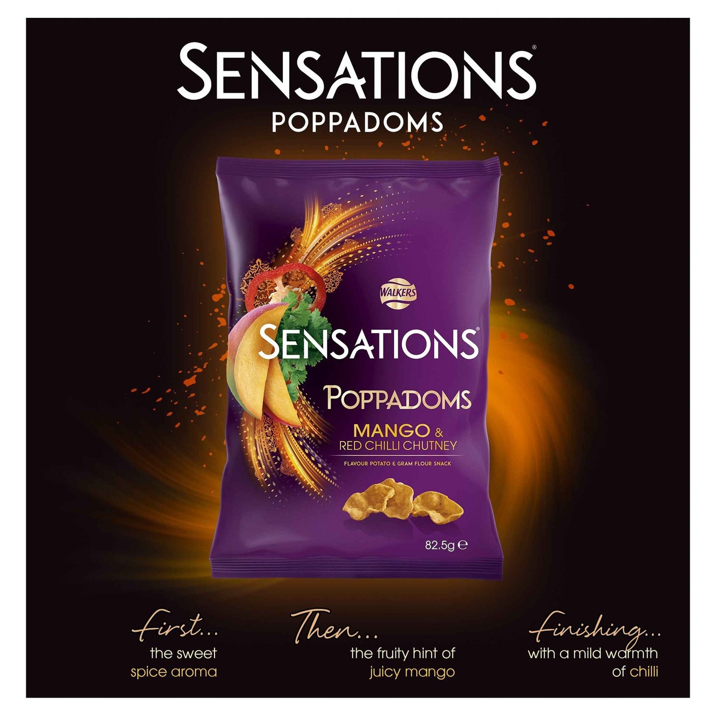 WALKERS Sensations Poppadoms Mango & Chilli Sharing Bag 82.5g