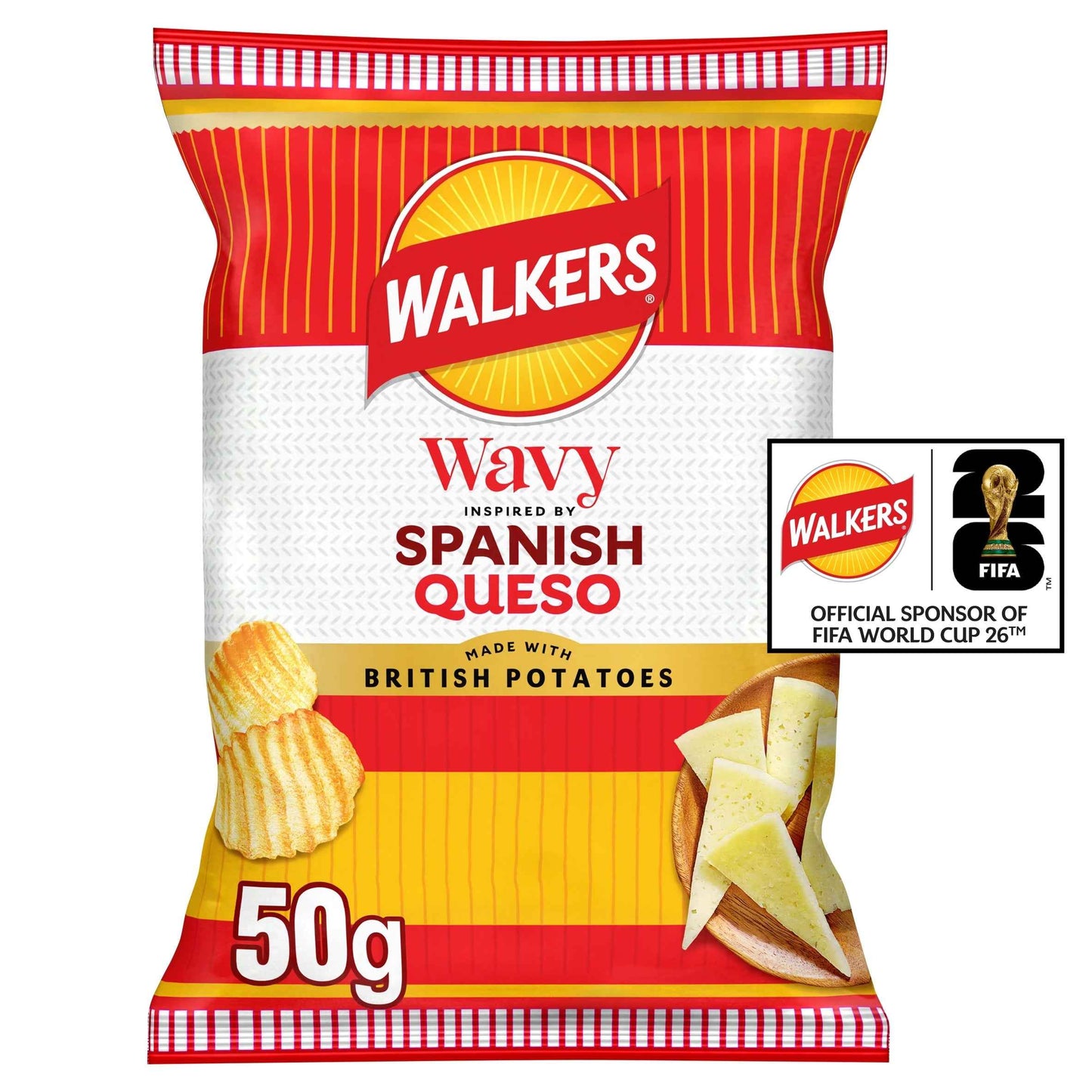 WALKERS Wavy Spanish Queso Cheese Flavour Potato Crisps 50g