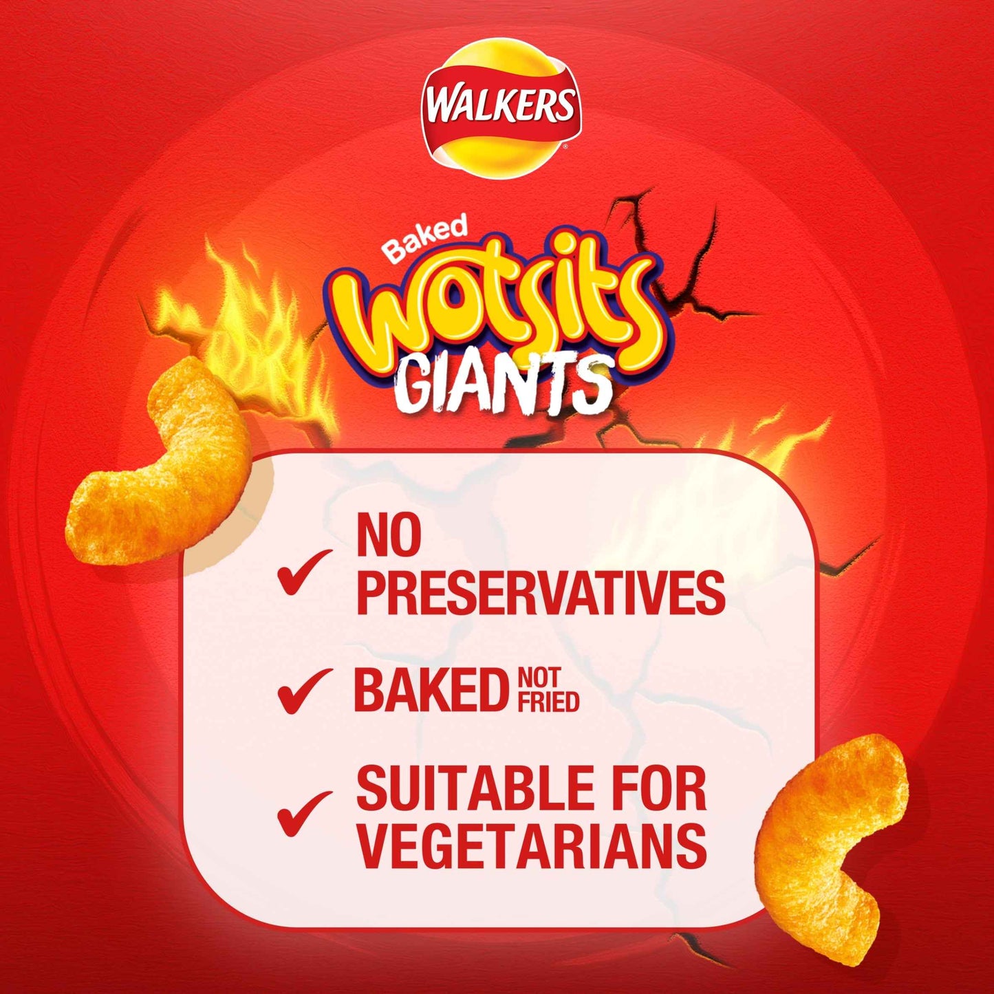 WALKERS Wotsits Giants Flamin' Hot Sharing Bag Crisps 130g