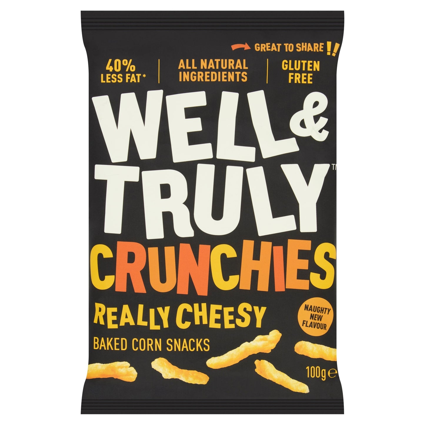 Well & Truly Crunchies - Cheesy Baked Corn Snacks 100g — image 1