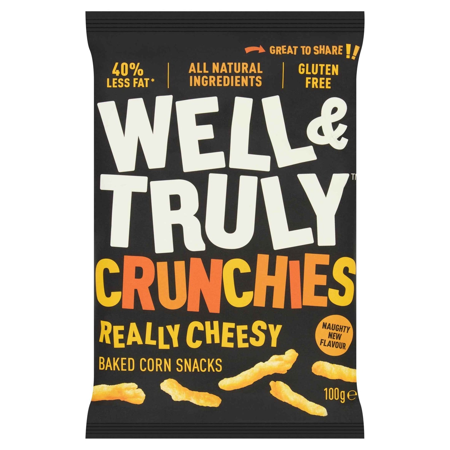 WELL & TRULY Crunchies - Cheesy Baked Corn Snacks 100g