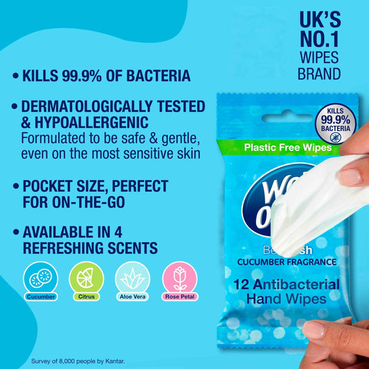 WET ONES Be Fresh 12 Antibacterial & Biodegradable Wipes