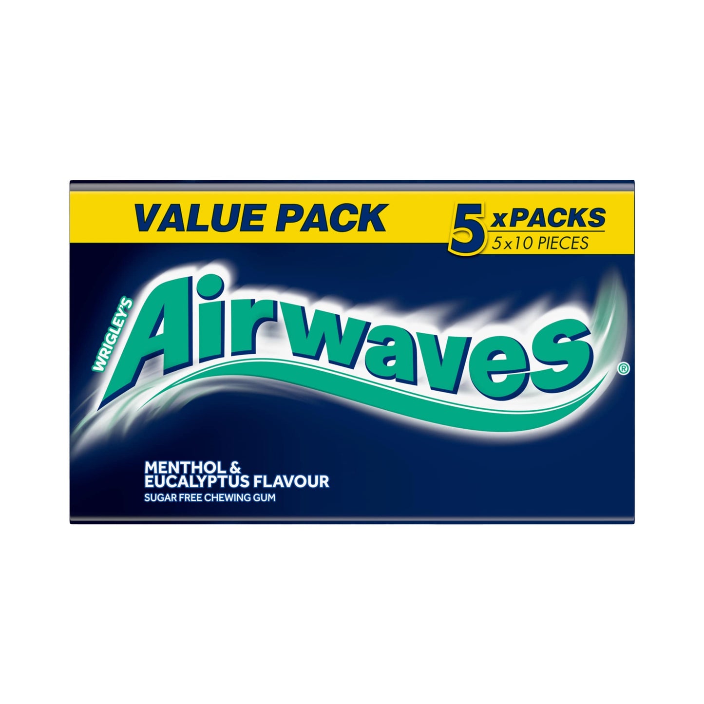 Wrigley's Airwaves Menthol & Eucalyptus Flavour Sugarfree Chewing Gum 5 x 10 Pieces 70g — image 1