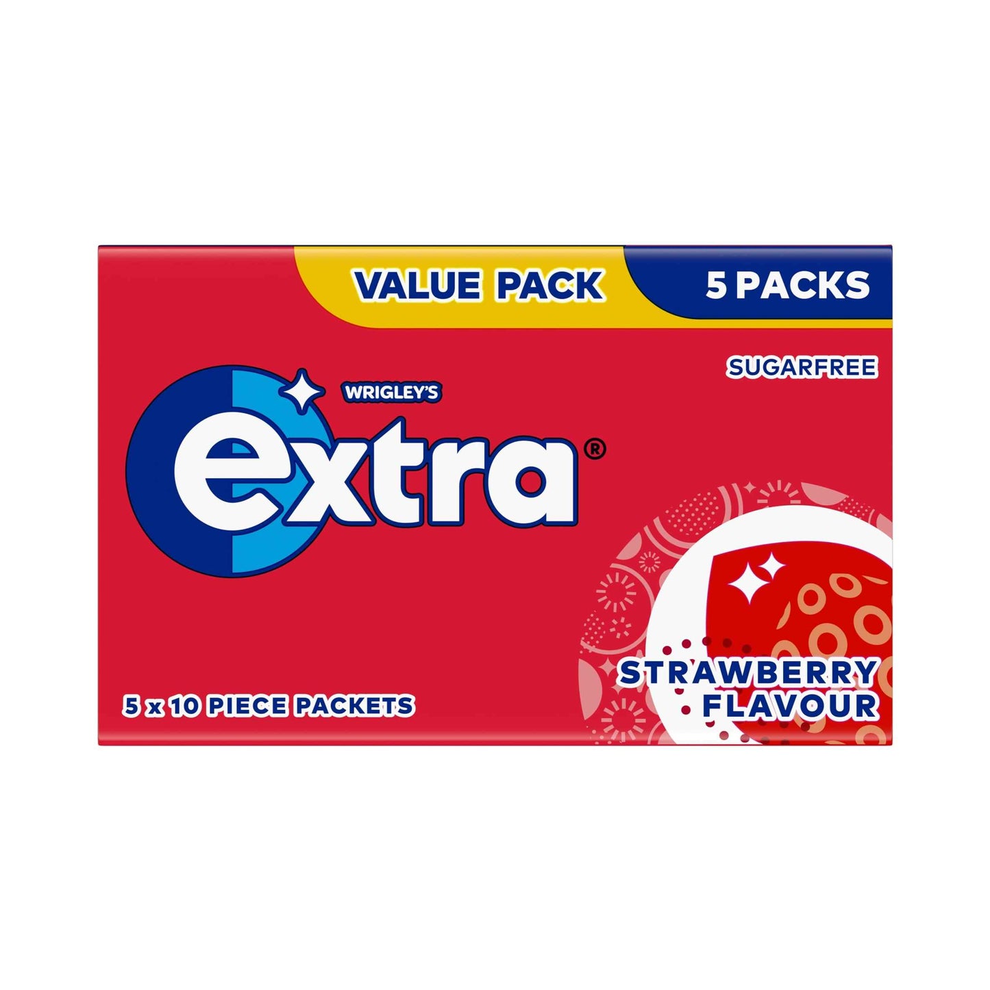 WRIGLEY'S Extra Strawberry Flavour Sugarfree Chewing Gum 5 X 10