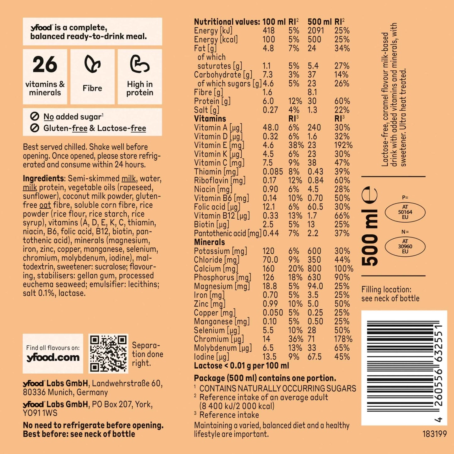 Yfood Ready To Drink Complete Meal Salted Caramel 500ml