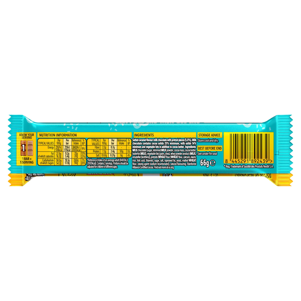 Yorkie Duo Salted Caramel Pretzel Flavour Limited Edition Chocolate Bar 66g — image 3