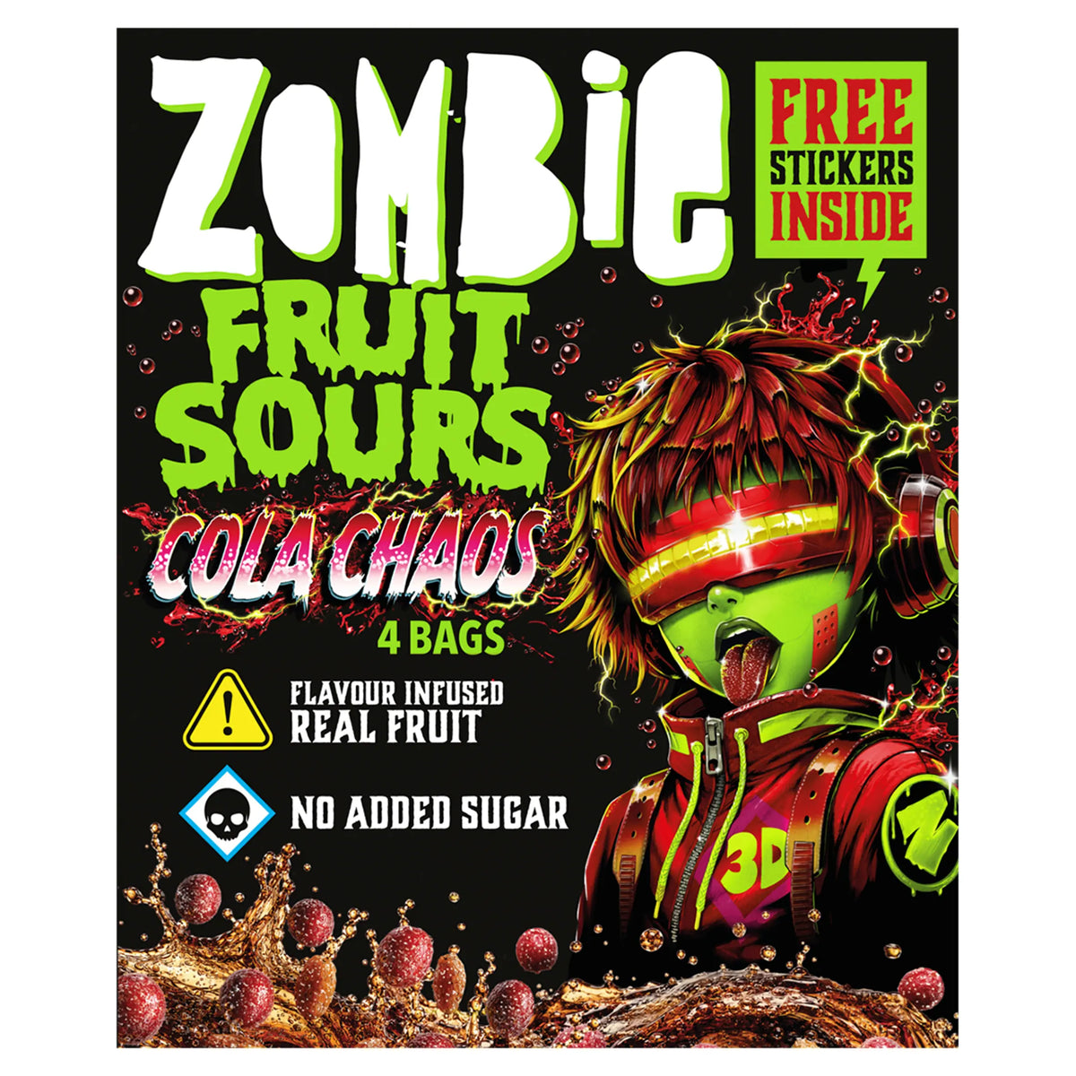 Zombie Fruit Sours Cola No Added Sugar 4x20g — image 1