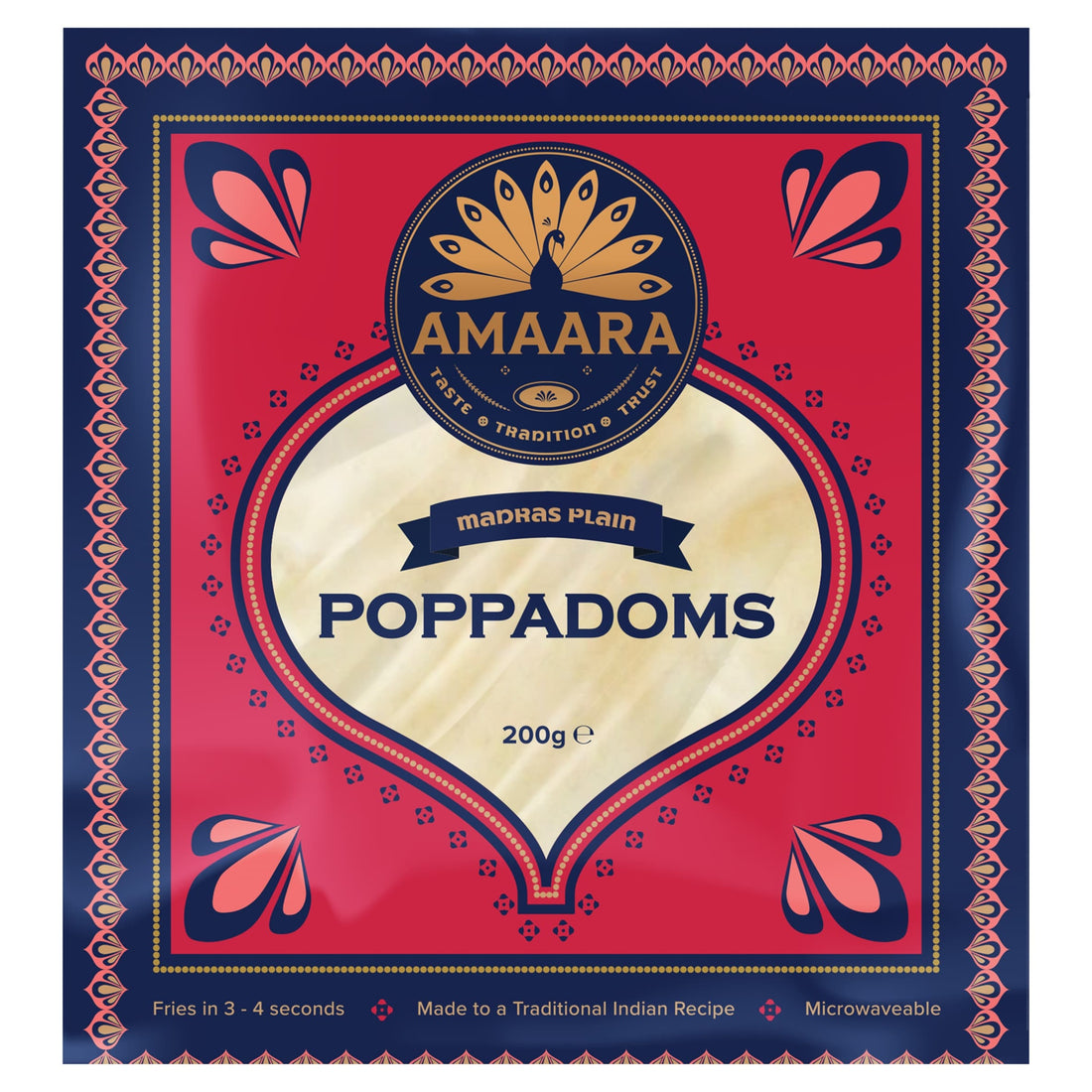 Where to buy Amaara Madras Plain Poppadoms 200g in the USA - UK import from Great British Imports
