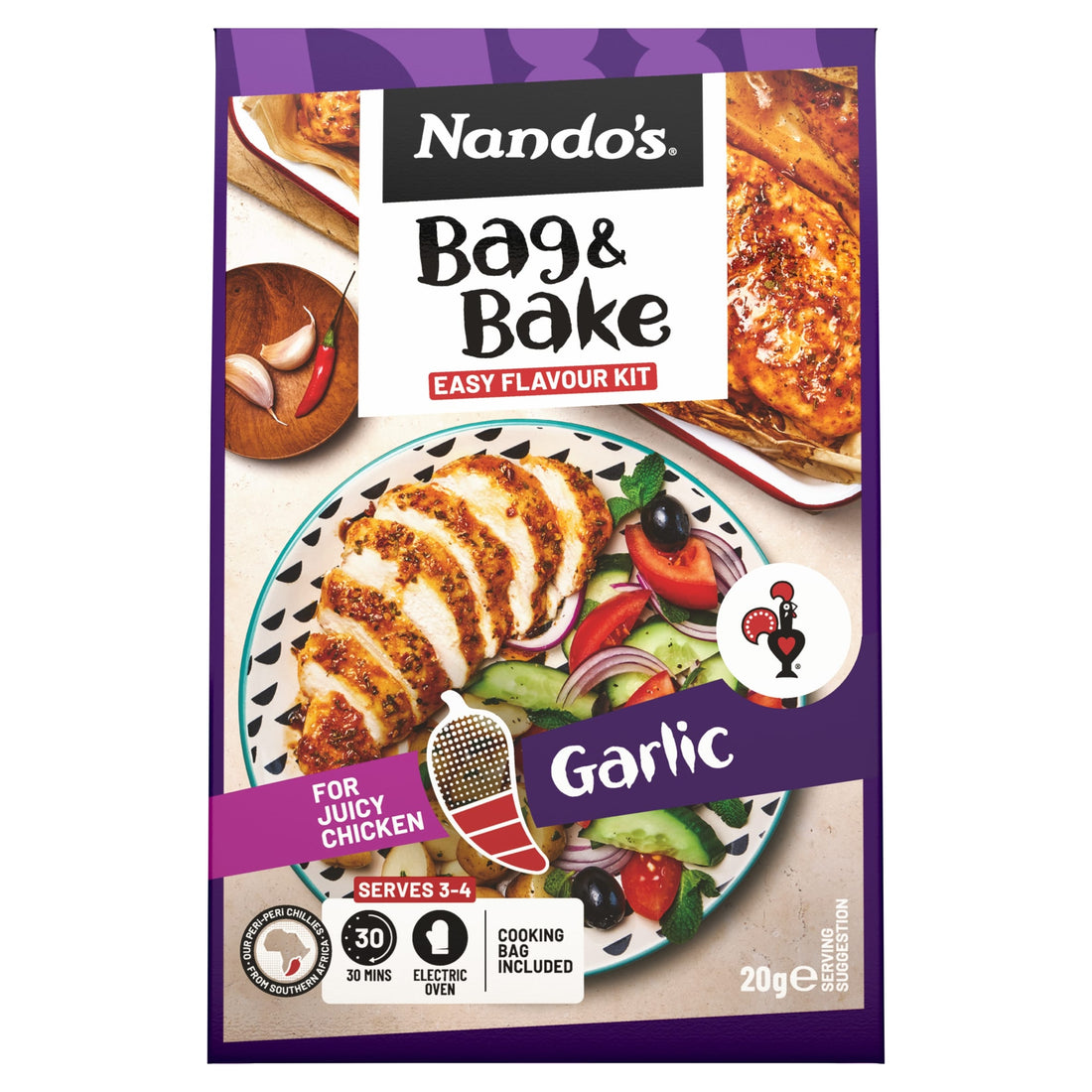 Where to buy Nando's Peri-Peri Bag & Bake Garlic 20g in the USA - UK import from Great British Imports