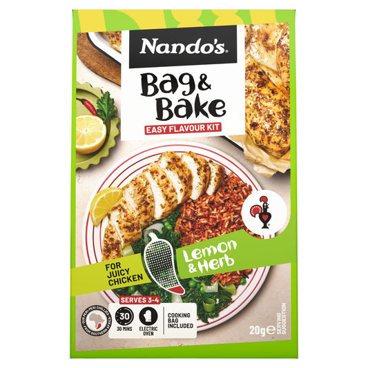 Where to buy Nando's Peri Peri Bag & Bake Lemon & Herb 20g in the USA - UK import from Great British Imports