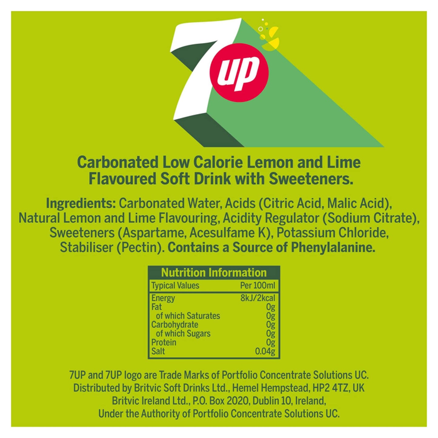 7 Up Zero Sugar Lemon & Lime Soft Drink 330ml — image 2