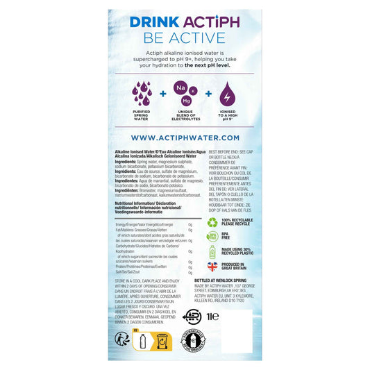 ACTIPH Alkaline Ionised Water 1 Litre