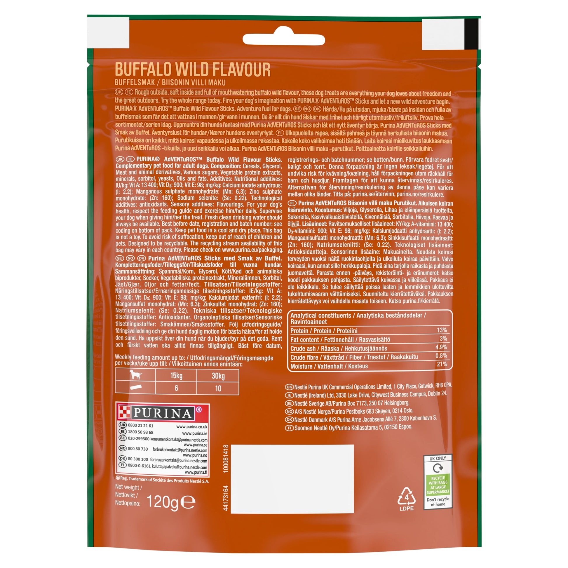 Adventuros Sticks Dog Treats Buffalo Flavour 120g — image 2