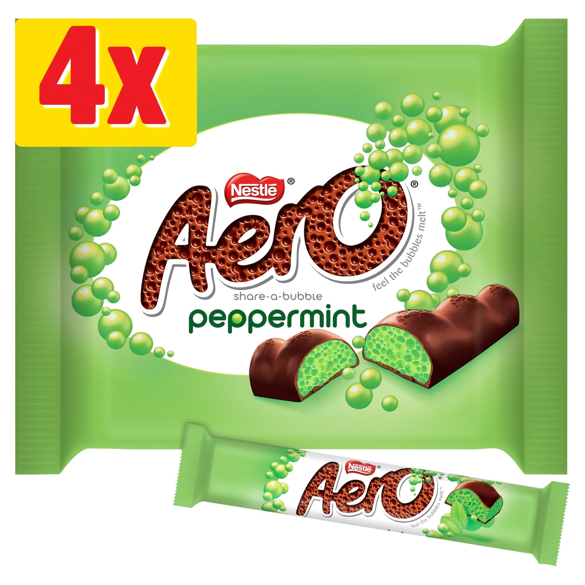 Aero Bubbly Peppermint Mint Chocolate Bar Multipack 27g 4 Pack — image 1
