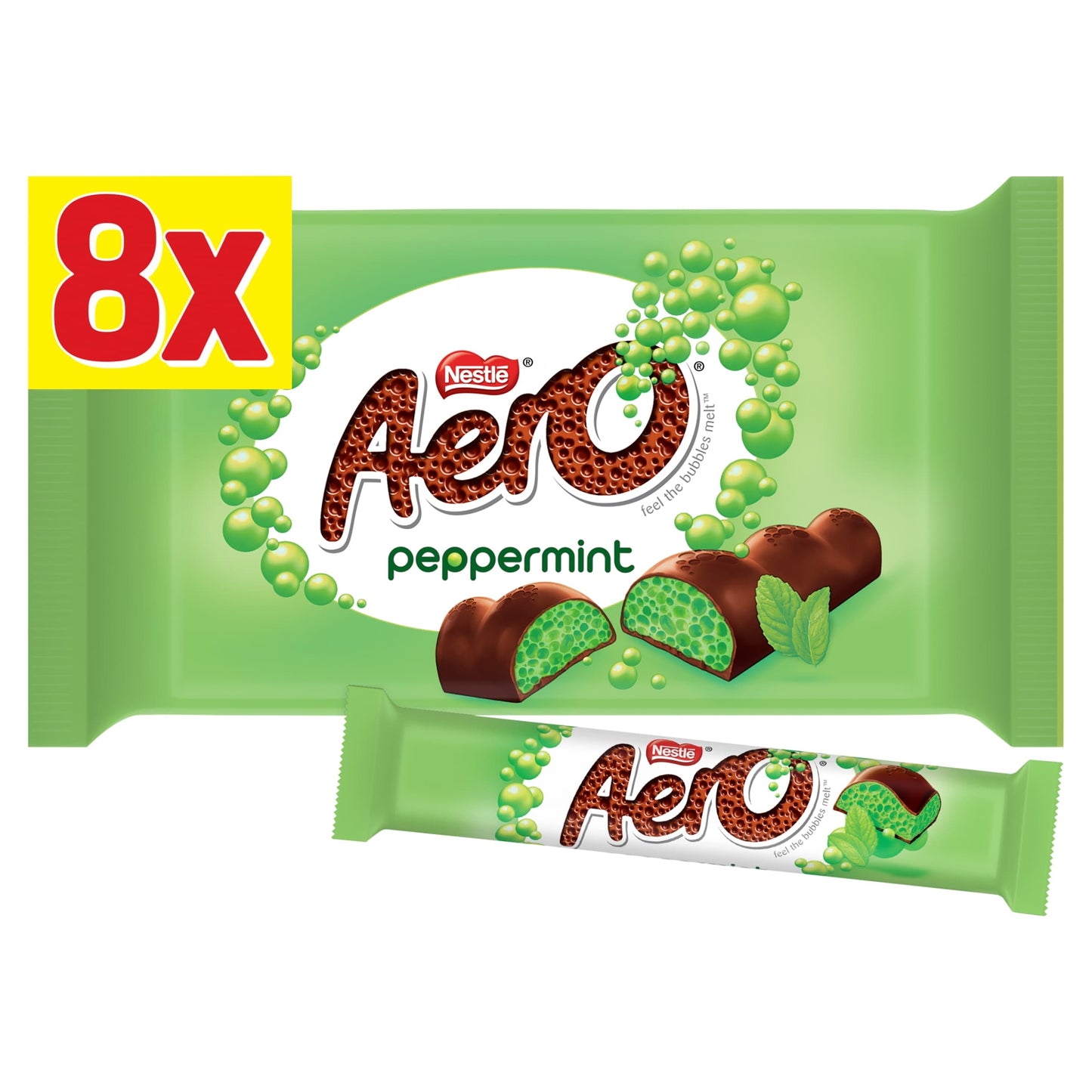 Aero Peppermint Milk Chocolate Bubble Bars 8 x 27g — image 1