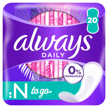 Always Dailies Singles To Go Panty Liners 20 Pack — image 1