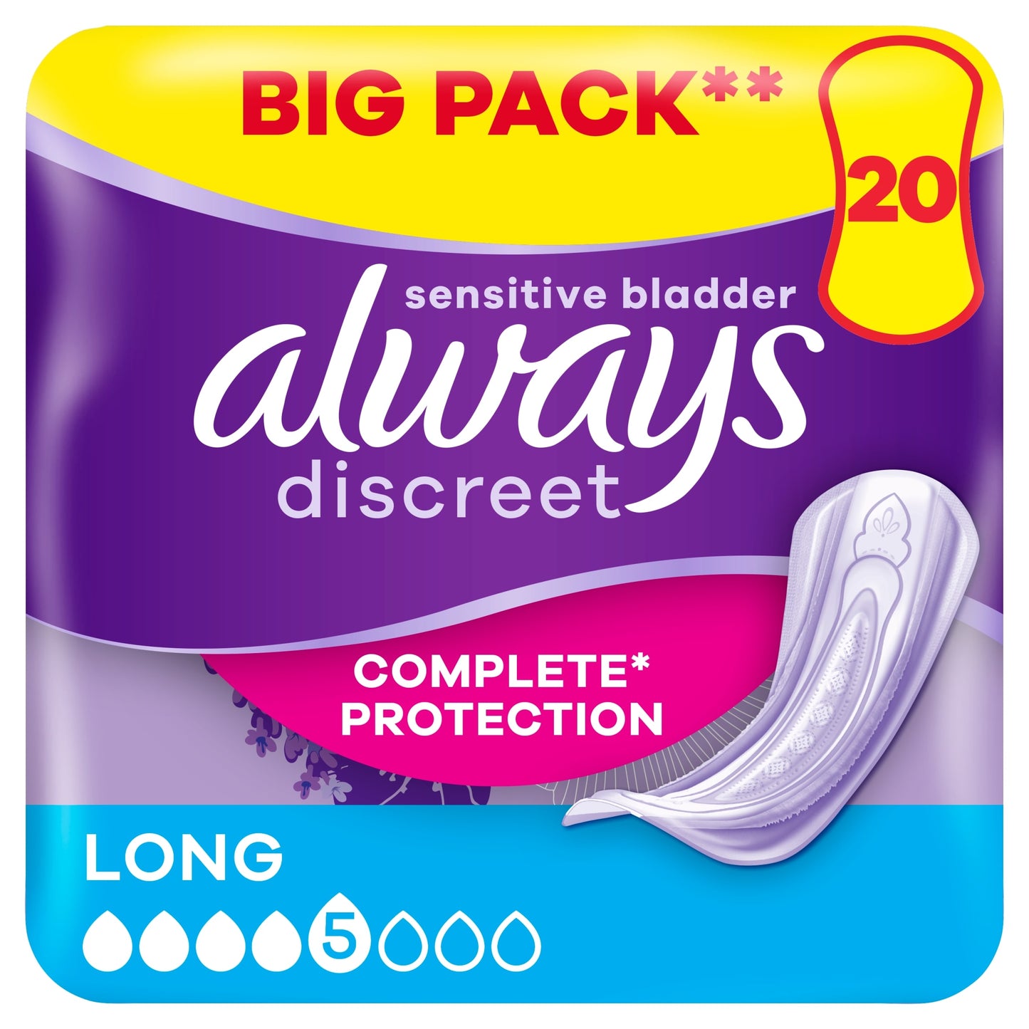 Always Discreet Long Incontinence Pads 20 Pack — image 1
