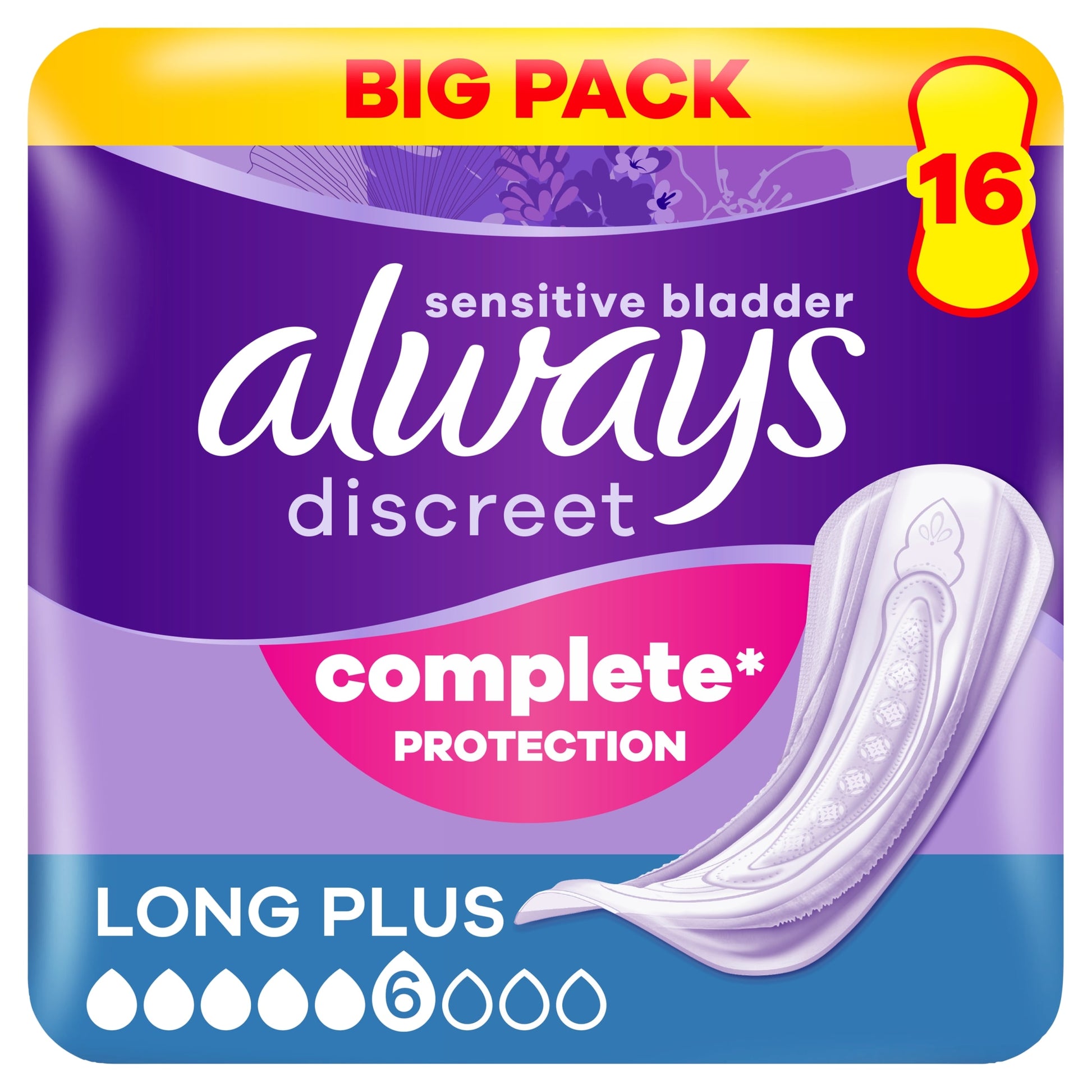 Always Discreet Long Plus Incontinence Pads 16 Pack — image 1