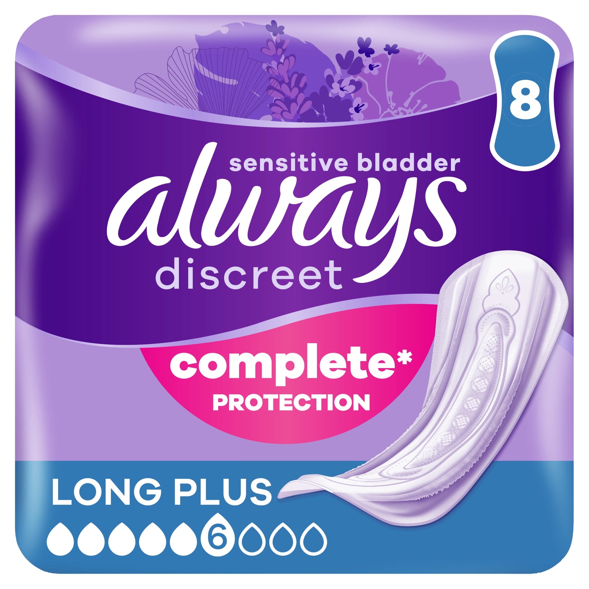 Always Discreet Long Plus Incontinence Pads 8 Pack — image 1