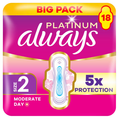 Always Platinum Long 18 Sanitary Pads With Wings Size 2 — image 1