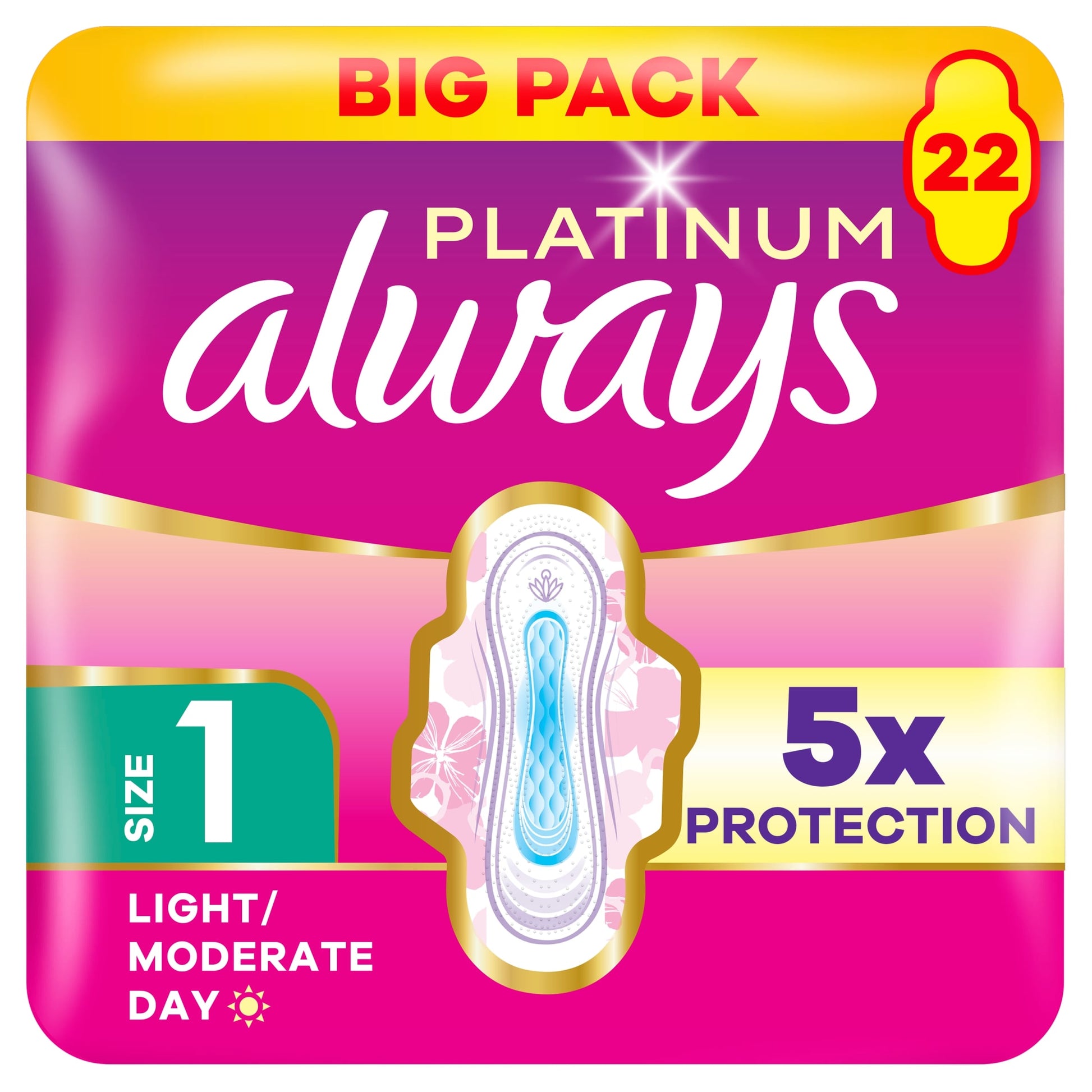 Always Platinum Normal 22 Sanitary Pads With Wings Size 1 — image 1